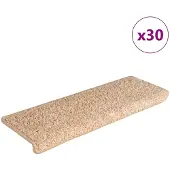 vidaXL Tapis d'escalier 30 pièces 65 x 21 x 4 cm Bordure rectangulaire dorée