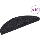 vidaXL Tapis d'escalier autocollants 10 pièces 56 x 17 x 3 cm Noir Demi-rond