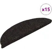 vidaXL Tapis d'escalier auto-adhésifs 15 pièces 56 x 17 x 3 cm Marron foncé Demi-rond