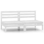 vidaXL Canapés centraux de jardin 2 pcs. Blanc pin massif