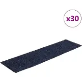 vidaXL Tapis d'escalier autocollants 30 pièces 76 x 20 cm Gris Bleu Rectangulaire