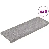 vidaXL Tapis d'escalier 30 pièces 65 x 21 x 4 cm Gris clair Bord rectangulaire