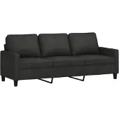 vidaXL Canapé à 3 places Noir 180 cm Tissu