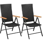 vidaXL Chaises de jardin empilables 2 pcs. Poly rotin noir