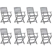 vidaXL Chaises de jardin pliantes 8 pcs. avec coussins en bois massif d'acacia