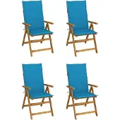 vidaXL Chaise à haut dossier Réglable 4 pièces avec coussins Bois massif Acacia