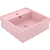 vidaXL Lavabo de luxe Débordement Carré Mat Rose 41x41 cm
