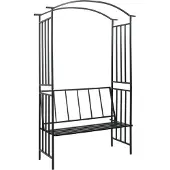 vidaXL Arc de roses avec banc noir 128x50x207 cm Fer