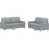 vidaXL Ensemble de canapés 2 pièces avec coussins Tissu gris clair
