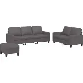 vidaXL Ensemble de canapés 3 pièces avec coussins Gris Similicuir