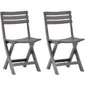 vidaXL Chaises de jardin pliantes 2 pcs. Plastique moka