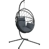 vidaXL Fauteuil suspendu design oeuf avec support Anthracite Rotin et acier