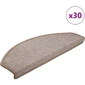 vidaXL Tapis d'escalier 30 pièces 65 x 24 x 4 cm Marron clair Demi-rond Grand