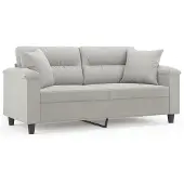 vidaXL Canapé 2 places avec oreillers gris clair 140 cm