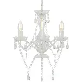 vidaXL Lustre avec perles Blanc Rond 3 x E14