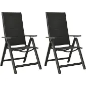 vidaXL Chaises de jardin pliantes 2 pcs. Textilène et aluminium noir