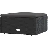 vidaXL Tabouret de jardin avec coussin noir Poly rotin