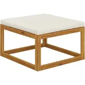 vidaXL Tabouret de pied avec coussin blanc crème en bois massif d'acacia