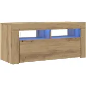 vidaXL Armoire TV avec lampes LED Chêne Artisan 90x35x40 cm