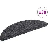 vidaXL Tapis d'escalier autocollants 30 pièces 56 x 17 x 3 cm Gris foncé Demi-rond