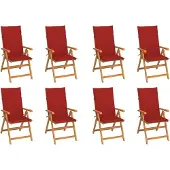 vidaXL Chaises de jardin réglables avec coussins 8 pcs. Bois massif teck