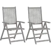 vidaXL Chaises de jardin réglables 2 pcs. Gris Bois massif Acacia