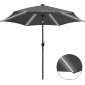 vidaXL Parasol avec éclairage LED et mât en aluminium 300 cm Anthracite