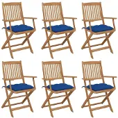 vidaXL Chaises de jardin pliantes 6 pièces avec coussins en bois massif d'acacia