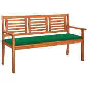 vidaXL banc de jardin 3 places avec support 150 cm en bois massif d'eucalyptus