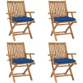 vidaXL Chaises de jardin pliantes avec coussins 4 pcs. Bois massif teck