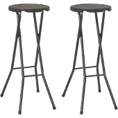 vidaXL Tabouret de bar pliable 2 pcs. HDPE et acier brun aspect rotin