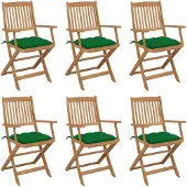 vidaXL Chaises de jardin pliantes 6 pièces avec coussins en bois massif d'acacia