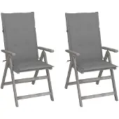 vidaXL Chaises de jardin réglables 2 pcs. avec coussins en bois massif d'acacia