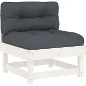 vidaXL Canapé central avec coussins blanc pin massif