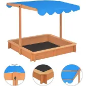 vidaXL Bac à sable avec toit réglable Bois de sapin 115x115x115 cm