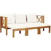 vidaXL banc de jardin 3 places avec coussins 179 cm bois massif acacia