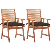 vidaXL Chaises de jardin 2 pièces avec coussins en bois massif d'acacia