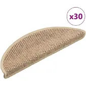 vidaXL Tapis d'escalier autocollants 30 pcs 56x17x3 cm sable