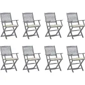 vidaXL Klappbare Gartenstühle 8 Stk. mit Kissen Massivholz Akazie