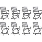 vidaXL Chaises de jardin pliantes 8 pcs. avec coussins en bois massif d'acacia