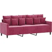 vidaXL Canapé 3 places vin rouge 180 cm velours