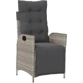 vidaXL Fauteuil de jardin avec repose-pieds Réglable gris clair Poly rotin