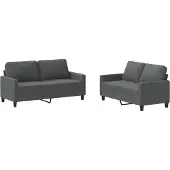 vidaXL Ensemble de canapés 2 pièces avec coussins Tissu gris foncé