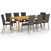 vidaXL Ensemble de jardin 9 pièces brun