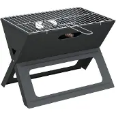 vidaXL 42004185, Barbecue, à charbon de bois et à bois, pour l'extérieur, de table, avec grille, noir