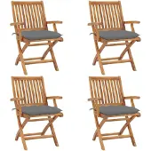 vidaXL Chaises de jardin pliantes avec coussins 4 pcs. Bois massif teck