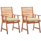 vidaXL Chaises de jardin 2 pièces avec coussins en bois massif d'acacia