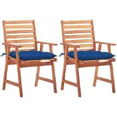 vidaXL Chaises de jardin 2 pièces avec coussins en bois massif d'acacia