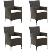vidaXL Chaises de jardin avec coussin 4 pcs. Poly rotin brun