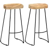 vidaXL Tabouret de bar Gavin 2 pcs. Bois massif de manguier